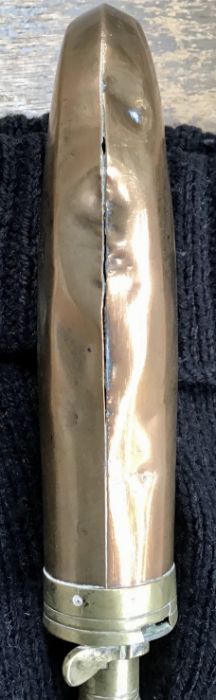 Antique Eastern matchlock musket & powder flask, hardwood stock (damaged) missing parts of the - Image 4 of 8