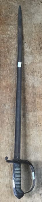 1822 Pattern Light Infantry Officers Sword, etched blade, no scabbard. (Poor condition)