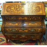 **please note amended estimate** A 19th century Dutch marquetry bombe bureau, the fall front