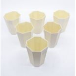 Irish Interest:  A set of six Belleek 3rd period fan beakers, octagonal with fluted panels