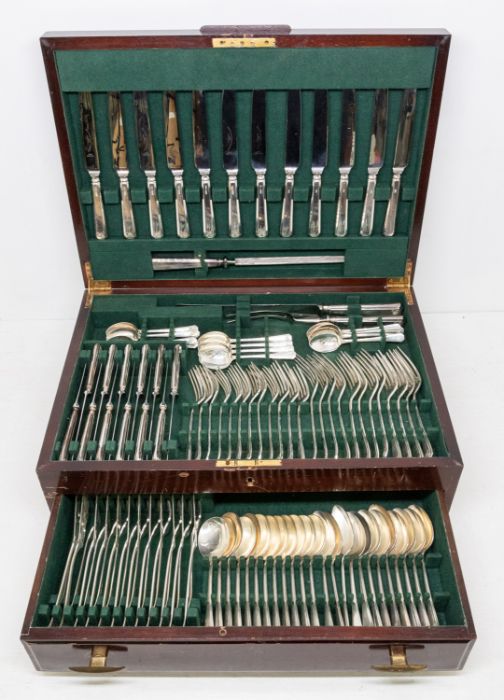 An Art Deco style twelve piece silver flatware service, all pieces engraved with initials,