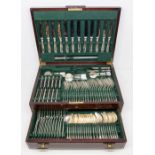 An Art Deco style twelve piece silver flatware service, all pieces engraved with initials,