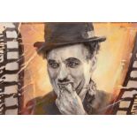 Altus (Contemporary)  Charlie Chaplin embellished giclee on stretched canvas, 59 x 79cm signed top