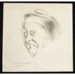 Dame Laura Knight R.A., RWS., (1877-1970) Study of a Clown with boater pencil sketch, 19 x 20cm ,