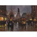 Edouard Leon Cortes (French 1882-1969) Place de la Republique du Crepuscule oil on canvas, 23 x 32cm