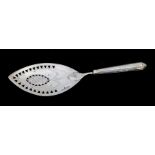 A George III silver oval bright cut engraved fish slice, the blade hallmarked by Samuel