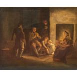 In the manner of George Morland Interior scene with Figures  oil on canvas, 50 x 61cm