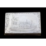 Nathaniel Mills: A Victorian silver rectangular calling card holder/case, the cover engraved with