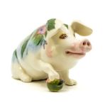 Moorcroft: A rare Moorcroft 'Peter the Pig' figure in 'Temptation' design. Length approx 30cm. Marks
