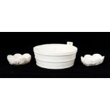 Irish Interest:  A Belleek 2nd period pail shaped butter tub / dish with lug handles, factory