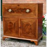 A George III mahogany and walnut crossbanded drinks cabinet, walnut and boxwood inlaid lifting