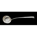 Irish Interest: A George III Irish silver soup ladle, plain tapering handle with shell shaped