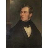British Schol (19th century) Half-length portrait of a young gentleman, approx 65cm x 48.5cm
