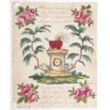 Regency manuscript Valentine, postmarked Birmingham, 14 February 1818 with 109 mileage,