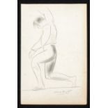 Dame Laura Knight R.A , RWS (1877-1970) Study of Male Trapeze artist pencil sketch, 29.5 x 19cm
