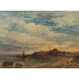 British School (19th century), Coastal Scene, oil on board, unsigned, approx 14cm x 18.5cm