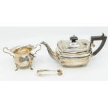 A collection of silver to include: Edwardian teapot. ebony finial and handle, Birmingham, 1911;