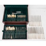 An Edwardian twelve piece silver fiddle and thread pattern flatware service, hallmarked by William