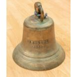 A Victorian cast brass bell stamped BRISTOL 1853, gross weight 44lbs (1)