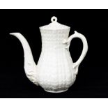 Irish Interest:  A Belleek 3rd period Tridacna coffee pot and cover, black factory stamp, 9.5cm high