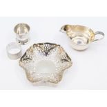 A collection of silver to include: Elizabeth II bon bon dish, with openwork sides, Sheffield,