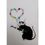 After Banksy, Love Rat Damien Hirst Tribute AP1/20 Numbered in pencil on the lower left side of