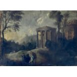 Italian School, 18th century, a landscape with tra