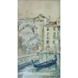 A Venice scene watercolour, with pastel shades of