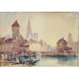 “Strasbourg” watercolour by Pierre Le Boueff (Fren