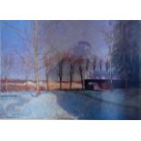 A pastel winter landscape, signed by unknown artis