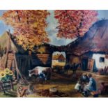 Baczyk Benedykt (Polish) oil on canvas naive farm