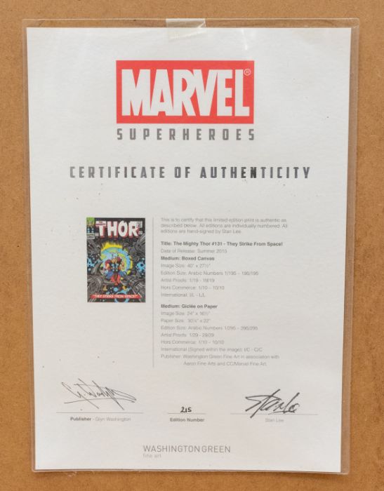 Marvel: A framed and glazed, limited edition, giclee on paper, 215 of 295, Thor #131 - They Strike - Bild 3 aus 3