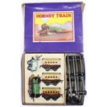 Hornby: A boxed Hornby Train, M2 Passenger Set, clockwork, O Gauge, original box, appears complete