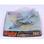 Dinky: A Dinky Toys Hawker Harrier, 722, contained within bubble packaging, some crushing to