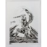 Star Wars: A limited edition Star Wars, Boba Fett sketch print, signed by Jeremy Bulloch as well