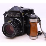 Asahi Pentax: An Asahi Pentax 6x7, Medium Format Camera, Serial No. 576047, complete with attached
