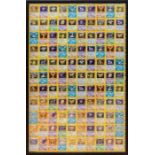 Pokemon: A framed and glazed uncut printers sheet of Pokemon Fossil holographic cards, one of only