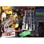 Diecast: A collection of assorted diecast vehicles in playworn condition, approximately 50 to