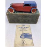 Meccano: A boxed Meccano 1930s Sports Tourer Motor Car Model Number 1, Complete in Original Box with