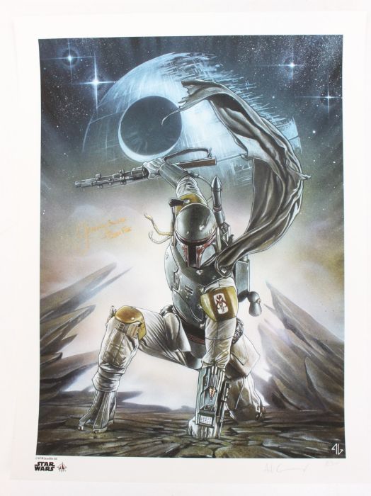 Star Wars: A limited edition Star Wars, Boba Fett print, signed by Jeremy Bulloch as well as the