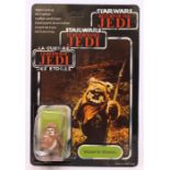 Star Wars: A carded Star Wars: Return of the Jedi, Wicket W. Warrick, tri-logo, carded, 3 3/4"