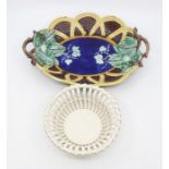 19th Century Wedgwood Majolica bowl along with Wedgwood cream bowl similar period