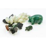Chinese jade grapes along with two jade style pigs
