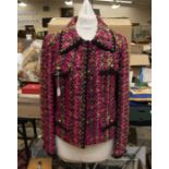 Ladies vintage fashion - a Chanel style box jacket, handmade, gold, burgundy, black and pink,