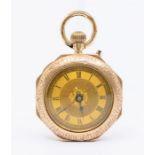 An early 20th Century continental ladies open faced pocket watch unmarked yellow metal, gold tone