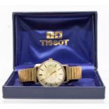 A gents 9ct gold Tissot Seastar Seven wristwatch, automatic, circa 1960's round champagne dial