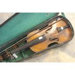 Reproduction Stradiuarios violin in case with bow a.f. with a daze of 1779 on label in side violin.