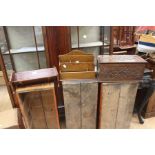 19th Century deed box dated 1892 with carved 17th Century style panels along with oak 19th Century