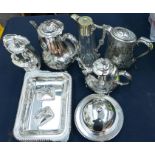 A collection of silver plate, EP & EPNS to include: Georgian style entree dish, cover and handle,