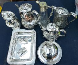 A collection of silver plate, EP & EPNS to include: Georgian style entree dish, cover and handle,